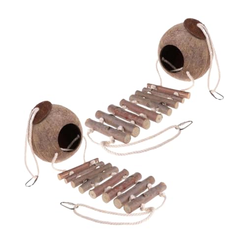 GALPADA 2 Stück Haustier Vogelnest Kokosnuss Vogelhütte Kokosnuss Reptilienverstecke Kokosnusshaus Für Sittiche Kokosnusshütte Papageienhütte Muschelhütte Versteck Reptilien von GALPADA