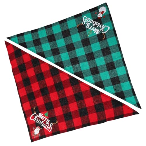 GALPADA 2 Stück Haustierschal Welpenhalstuch Weihnachten Haustiere Hunde Plaid Schal Schals Weihnachten Hundehalstücher Weihnachtsbedarf Weihnachtsdreieck Haustierlätzchen von GALPADA