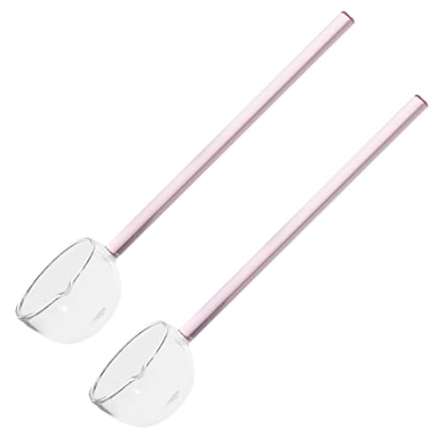 GALPADA 2 Stück Hitzebeständiger Langer Glaslöffel Transparenter Dessert und Kaffeelöffel mit Feiner Verarbeitung Langlebig Spülmaschinenfest für Espresso Joghurt und Cocktails von GALPADA