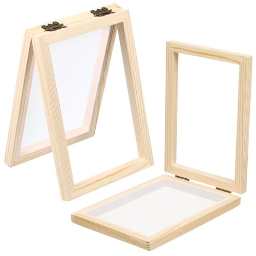 GALPADA 2 Stück Holzkunst Bilderrahmen Materialpaket Papierherstellungs Set Papierherstellung Papier Bildschirmrahmen Papierherstellungsrahmen DIY Papierbastelrahmen Papierrahmen von GALPADA