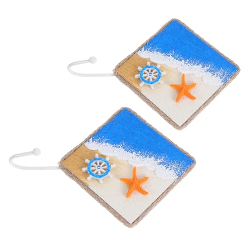GALPADA 2 Stück Mediterrane Wandhaken Ocean Style Stabile Handbemalte Wandhaken im Nautischen Design Vielseitige Handtuchhalter für Bad und Flur Küstenmotiv Wohnaccessoire von GALPADA