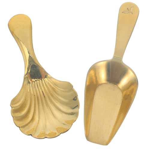 GALPADA 2 Stück Messing Mini Teelöffel Handgefertigte Teeschaufel für Lose Teeblätter Ergonomisches Design Langlebig und Rostfrei Zubehör für Tee und Kaffee von GALPADA