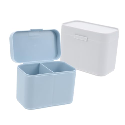 GALPADA 2 Stück Nagel Wattepads Aufbewahrungsbox mit Deckel Zweigeteilt Geruchsfrei Langlebig Großer Stauraum für Nagelzubehör Kosmetik Schmuck Tisch Organizer von GALPADA