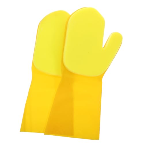 GALPADA 2 Stück Reinigungshandschuhe Schrubben waschbar Küchenwaschhandschuh Gerichte Geschirrspülhandschuh sauber Küchenhandschuhe zum Spülen von Geschirr Handschuhe reinigen Latex Gelb von GALPADA