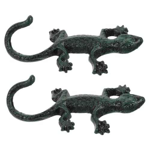 GALPADA 2 Stück Robuste Gusseisen Gecko Wandhaken Vintage Rustikale Garderobenhaken für Mäntel Handtücher Schlüssel Indoor Outdoor Nutzung Einfache Montage Multifunktional und Langlebig von GALPADA