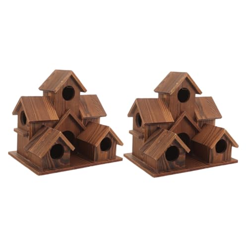 GALPADA 2 Stück Rustikale Vogelhäuser aus Massivem Holz Wetterfestes Wildvogel-nistkasten mit Futterstelle Gemütlicher Garten-dekor im Landhausstil für Terrasse Garten und Außenbereich GALPADA 2 Stück Rustikale Vogelhäuser aus Massivem Holz Wetterfestes Wildvogel-nistkasten mit Futterstelle Gemütlicher Garten-dekor im Landhausstil für Terrasse Garten und Außenbereich von GALPADA