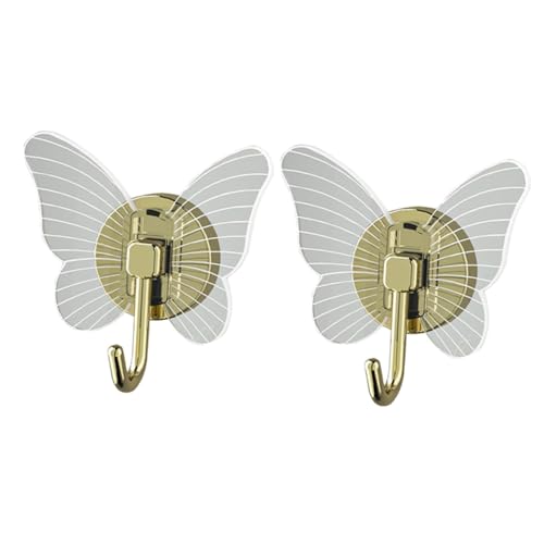 GALPADA 2 Stück Schmetterling Wandhaken Selbstklebend Transparent Robuste Aufhängehaken für Bad Handtuch Schlüssel Dekorative Klebehaken für Schlafzimmer und Flur Einfache Montage ohne von GALPADA
