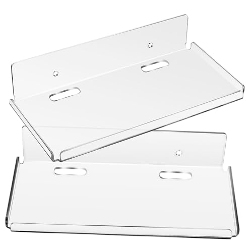 GALPADA 2 Stück Selbstklebende Acryl Wandregale ohne Bohren Moderne Transparente Schwebende Regale Multifunktionale Aufbewahrung für Wohnzimmer Schlafzimmer Bad Stilvolles von GALPADA