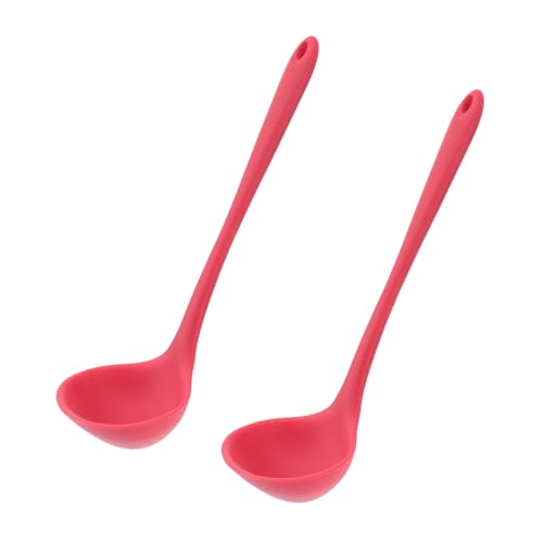 GALPADA 2 Stück Silikon Suppenlöffel Rot Antihaft Kochlöffel mit Langem Griff Hitzebeständig Bpa Frei Einteiliges Design mit Aufhängeöse für Suppen Babynahrung und Hot Pot Küchenutensil GALPADA 2 Stück Silikon Suppenlöffel Rot Antihaft Kochlöffel mit Langem Griff Hitzebeständig Bpa Frei Einteiliges Design mit Aufhängeöse für Suppen Babynahrung und Hot Pot Küchenutensil von GALPADA