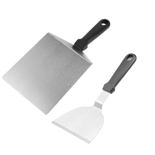 GALPADA 2 Stück Teiliges Edelstahl Bbq Spachtel mit Hitzebeständigem PP Griff Vielseitiger Grillwender und Pfannenwender für Steak Burger Pancakes Schonend zur Pfanne Ergonomisch Leicht von GALPADA