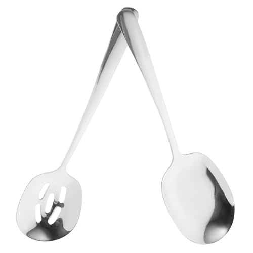 GALPADA 2 Stück Teiliges Edelstahl Servierlöffel und Geschlitzter Löffel Langlebig Glatt Poliert Multifunktional für Buffet und Haushalt Ergonomischer Griff Rostfrei Leicht zu Reinigen von GALPADA