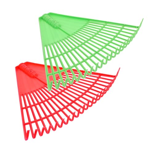 GALPADA 2 Stück Teiliges Gartengerät Laubrechen aus Kunststoff Zähne Robuste Gartenrechen für Rasenreinigung Laub und Gartenabfälle Effizient Entfernen Rot Grün von GALPADA