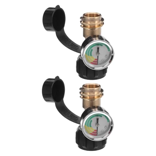 GALPADA 2 Stück Teiliges Gasflaschen-Adapter Messgerät Messing Anschluss Druckfest Auslaufsicher Kompatibel mit Ventil für Camping Grill Wohnmobil und Heizgeräte von GALPADA