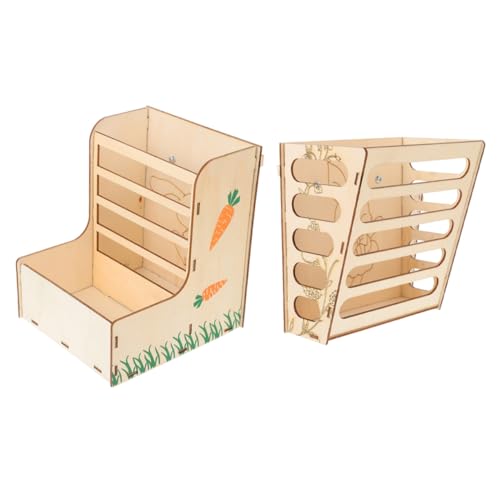 GALPADA 2 Stück Teiliges Kleintier Futterset Futterspender mit Design mit Geneigtem Grasständer und Futterbecken Sauber und Praktisch für Kaninchen Meerschweinchen Chinchillas und Hamster von GALPADA