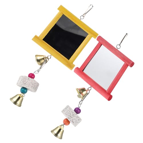 GALPADA 2 Stück Teiliges Papageien Spiegel kauspielzeug Bunt Robust Einfach im Käfig Aufzuhängen Unterhaltsam für Wellensittiche und Nymphensittiche Fördert Beschäftigung und Spielspaß von GALPADA