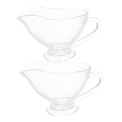 GALPADA 2 Stück Teiliges Sauce Boot mit Griff Klare Soßenschale Vielseitiger Gravy Pitcher für Milch Sahne Dressings Langlebig und Einfach zu Reinigen Design für Tischdekoration von GALPADA