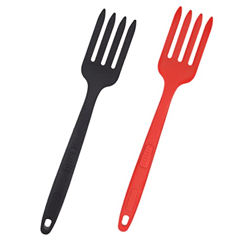 GALPADA 2 Stück Teiliges Silikon Kochbesteck Hitzebeständige Tragbare Salat Spaghettigabel mit Ergonomischem Griff Verschleißfestes Küchenutensil für Sicheres Mischen und Servieren von GALPADA