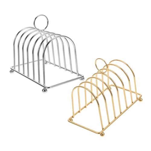 GALPADA 2 Stück Teiliges Toast Rack Slots Brotkorb Toasthalter aus Verchromtem Metall Brotkühlgitter mit Griff Eleganter Frühstücksständer für Küche und Tisch von GALPADA