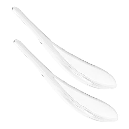 GALPADA 2 Stück Teiliges Transparente Glassuppenlöffel Hitzebeständig Vielseitig Einsetzbar für Haushalt Restaurant Desserts Honig Porridge Esslöffel für Küche und Familiengebrauch von GALPADA