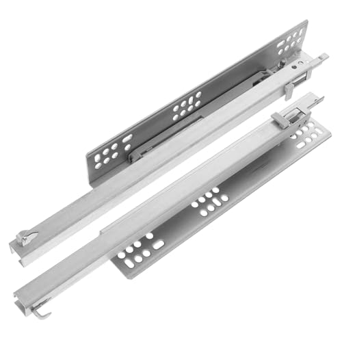 GALPADA 2 Stück Teiliges Verdeckte Gedämpfte Schubladenschienen aus Kaltgewalztem Stahl Geräuschloser Soft Close Dämpfer Langlebiger Schubladenauszug mit Hoher Verschleißfestigkeit von GALPADA