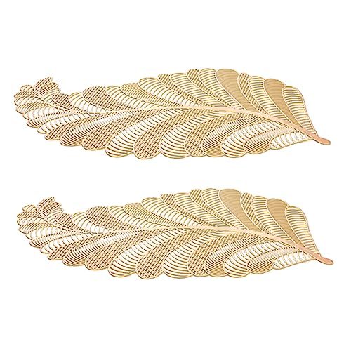 GALPADA 2 Stück Tischset aus PVC Hitzebeständige und Isolierte Platzsets Design mit Hohlem Muster für Esstisch und Besondere Anlässe Waschbar und Pflegeleicht Gold von GALPADA