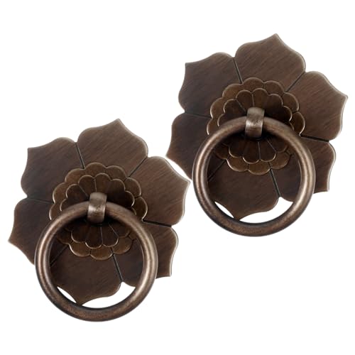 GALPADA 2 Stück Vintage Metall Möbelgriffe Rund Blumenring Schubladengriffe Kommodenknöpfe Antikes für Schränke Küchenschränke Rustikaler Stil Einfache Montage von GALPADA