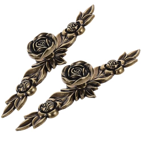 GALPADA 2 Stück Vintage Möbelknöpfe Rosenform aus Robustem Zinklegierung Einfache Montage Klassischer Einzelner Lochabstand Eleganter Schrankgriff für Küchenschränke und Kommoden von GALPADA