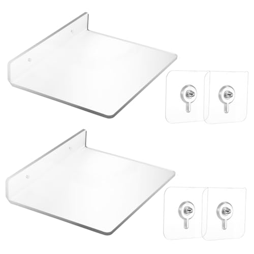 GALPADA 2stücke Schwebendes Acrylregal Ohne Bohren Für Wand Transparent Modernes Wandregal Als Organizer Für Bad Küche Und Wohnzimmer von GALPADA