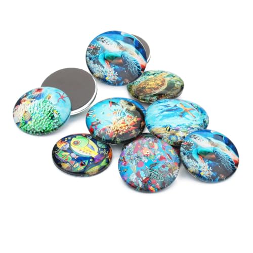 GALPADA 20 Stück Runde Glas Patches in Himmelblau Farbige DIY Glas Cabochons mit Meeres Motiv Kreative Schmuck und Bastelsteine für Uhr Vase und DIY Deko Vielseitig Einsetzbar von GALPADA