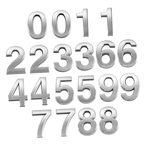 GALPADA 20 Stück Teiliges Hausnummer aus Robustem Abs Selbstklebend Einfache Montage ohne Bohren Moderne Metalloptik Große Zahlen für Haustür und Briefkasten Individuelle Adressgestaltung von GALPADA