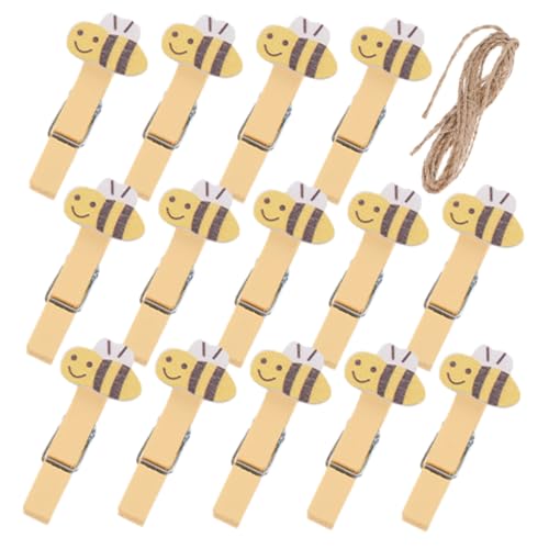 GALPADA 20stücke Wäscheklammern Zum Basteln Kleine Fotoklammern Aus Holz Wiederverwendbare Bildclips Mit Seil Multifunktional Für Fotos Karten Und Notizen von GALPADA