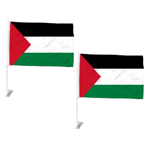 GALPADA Palästina Flagge 2Stücke Autoflagge für Fenster Lebendige Polyester Fahne Dekorative Nationalflagge für Besondere Anlässe Leichtes Design für Patriotische Dekoration von GALPADA