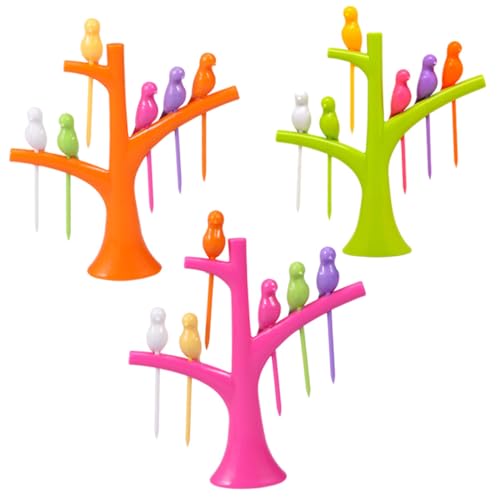 GALPADA 3 Sätze Vogel Design Obstspieße aus Geruchslosem Kunststoff Wiederverwendbare Fingerfood Picks für Party Kuchen Dessert Snack Geburtstagsfeier Farben von GALPADA