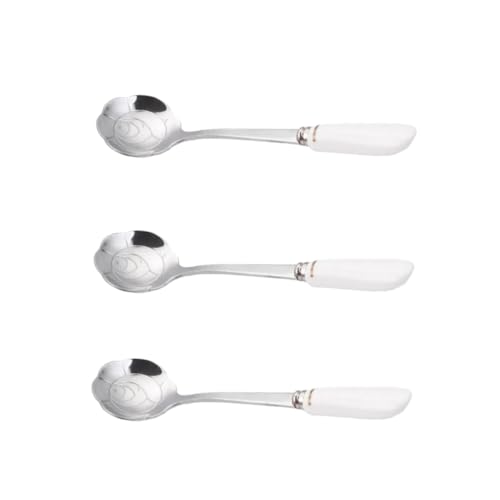 GALPADA 3 Stück Blütenblattförmige Rührlöffel Servierlöffel Kaffeelöffel Aus Stahl Mischlöffel Weißer Teelöffel Dessertlöffel Kaffeebarlöffel Besteck Party Kaffeelöffel Mit von GALPADA