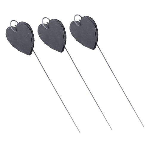 GALPADA 3 Stück Garten Pflanzenschilder aus Robustem Schiefer Wetterfest Vielseitig als Pflanzenetiketten und Gartenmarker Herzform Einfach zu Beschriften und Einzusetzen für Beet und von GALPADA