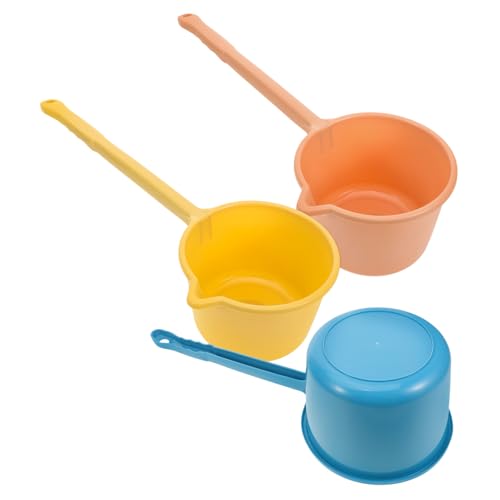GALPADA 3 Stück Teiliges Küchen wasserschöpfer Robustem PP mit Langem Griff Vielseitig Einsetzbar für Badewanne Gartenbewässerung Obst Gemüsewaschen Praktische Badekelle in Gelb und Blau von GALPADA