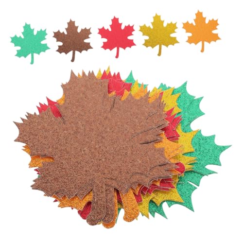 GALPADA 30 Stück Teiliges Ahornblatt Papierdekor Bunte Glitzernde Blattform Ausschnitte für Pinnwand und Herbstparty Dekoration Langlebiges Papier Realistische Einseitig Glänzende in Fünf von GALPADA