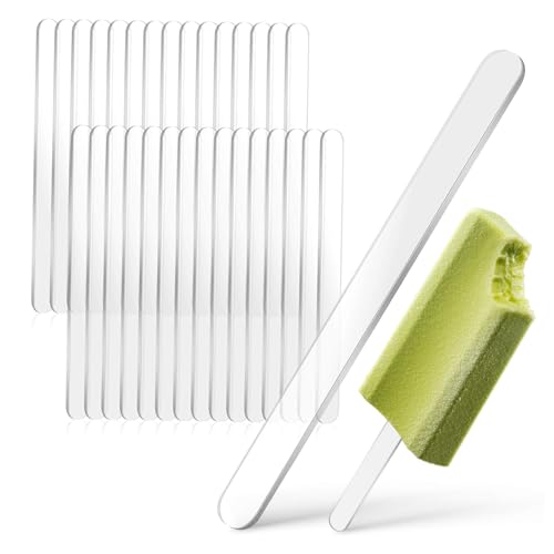 GALPADA 30 Stück Teiliges Transparente Eisstäbchen Wiederverwendbare Stabile Kunststoff Popsicle Sticks für DIY Eis Kuchen Bastelprojekte Lebensmittelecht und Gefrierfest von GALPADA