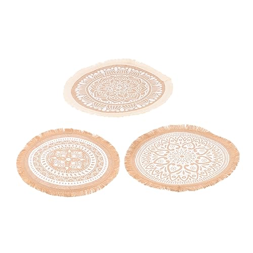 GALPADA 3stücke Runde Tischsets Makramee Mandala Tischtücher Tassenmatten Für Hochzeit Tischdeko Esszimmer Einrichtung von GALPADA