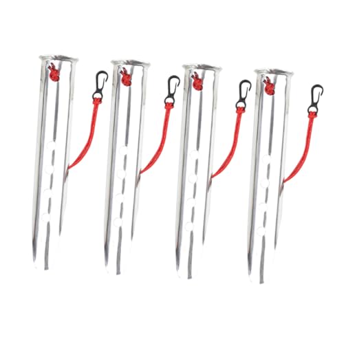 GALPADA 4 STÜCKE Teiliges U Förmiges Zeltnagel aus Hochwertigem Aluminium Wind und Schneefest Extra Starke Zeltheringe für Strand Camping Wanderungen und Lockeren Boden Silberfarben von GALPADA