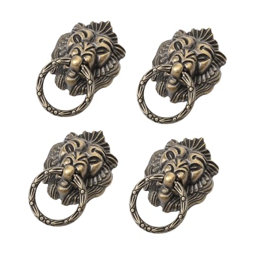 GALPADA 4 Stück Antiker Möbelgriff Löwenkopf Design Vintage Schrankgriff für Chinesische Stil Schranktüren Rostfreie Metallgriffe für Kommode Schublade Kleiderschrank von GALPADA