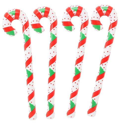 GALPADA 4 Stück Aufblasbare PVC Zuckerstangen Ballons Weihnachtsdeko Festliche Candy Cane Sticks für Innen Außen Weihnachtsbaum Fenster Tür Dekoration von GALPADA