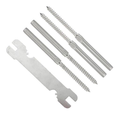 GALPADA 4 Stück Edelstahl Stahlseil Spannset Teilig für Holzpfosten Geländersystem Korrosionsbeständig Hohe Zugfestigkeit Einfache Montage Geeignet für DIY Terrassengeländer von GALPADA