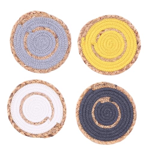 GALPADA 4 Stück Handgefertigte Tischsets Aus Stroh Im Japanischen Stil Jute Tischsets Gewebte Wärmedämmunterlage Runde Unterlage Für Heiße Gerichte Moderne Unterlage Für Heiße Töpfe von GALPADA