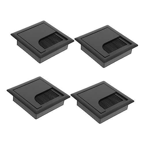 GALPADA 4 Stück Kabeldurchführung Set Teilig Quadratische Kabelabdeckung für Schreibtisch Kabelmanagement mit Bürstendesign Abs für Büro Home Office von GALPADA