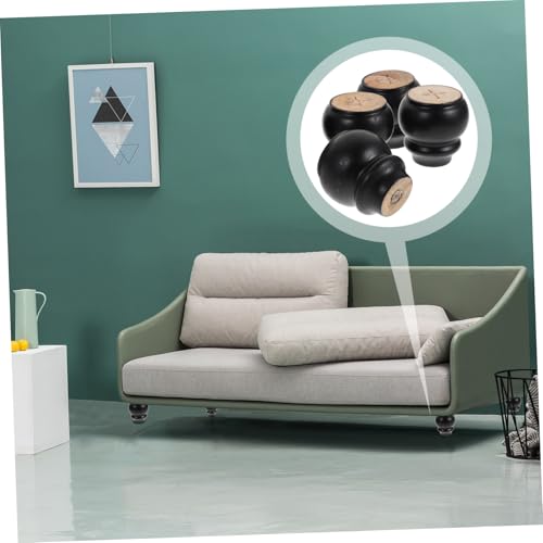 GALPADA 4 Stück Massive Holzfüße für Möbel Stabile Massivholz Beine für Kommode Sideboard Sofa und Sessel Einfache Montage mit Schrauben Robustes Ersatzmöbel zubehör in Walnussfarben von GALPADA