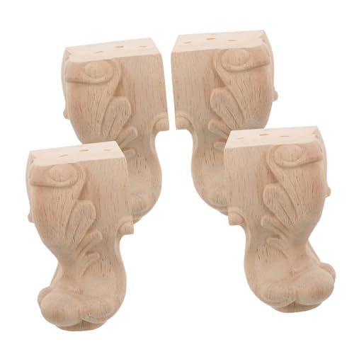 GALPADA 4 Stück Massivholz Möbelfüße mit Europäischem Schnitzdesign Teiliges Stabile Holzbeine für Couch Sofa Tv Schrank und Tisch Einfache Montage Langlebige Möbelbeine Ersatz für Möbel von GALPADA