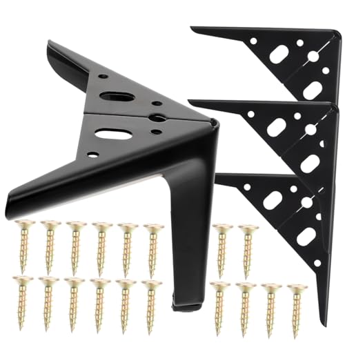 GALPADA 4 Stück Metallmöbelfüße Stabile Sofabeine und Bettstützfüße Belastbare Möbelbeine für Schrank Couchtisch Vielseitig Einsetzbar Einfache Montage Schwarze Oberfläche von GALPADA