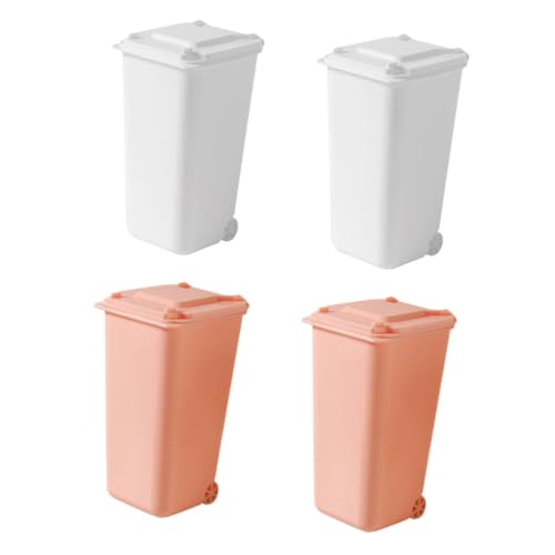 GALPADA 4 Stück Mini Tischmülleimer mit Deckel Vielseitiger Desktop Abfalleimer und Stifthalter aus Kunststoff Leichter Kleiner Büro Mülleimer für Kinderzimmer und Schreibtisch Tragbar in von GALPADA