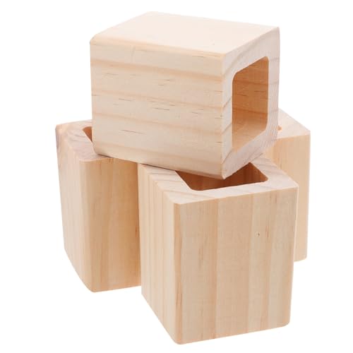 GALPADA 4 Stück Möbel Erhöhung aus Massivholz Quadratische Betthöher Stabile Holz Riser für Sofa Tisch und Stuhl Höhe Rutschfeste Möbelstützen für und Stauraum von GALPADA